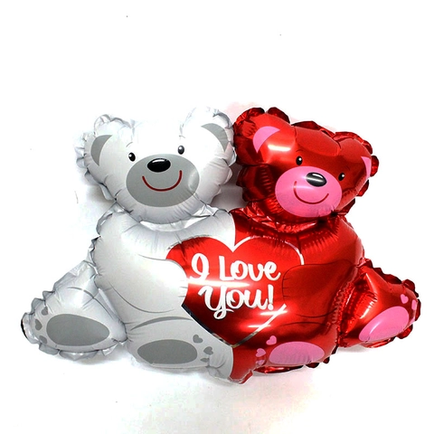 Mini Wedding Theme Aluminum Foil Balloons Bride Groom Cupid Heart Bear Shape Helium Balloons For Engagement Party Decoration