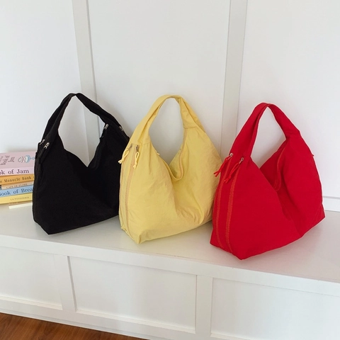 Bolso Tote de Gran Capacidad para Mujer Bolso de Hombro de Tela Ligera Bolso de Mano Casual Moda Bolso de Axila Plisado