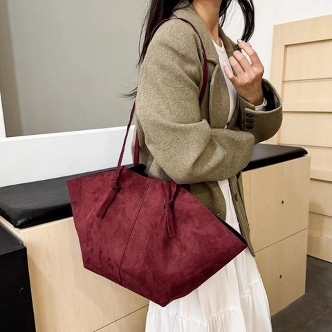 Women Large Capacity Corduroy Tote Bag Vintage Simple Shoulder Bag Solid Color Casual Shopper Handbag For Daily Commute Work
