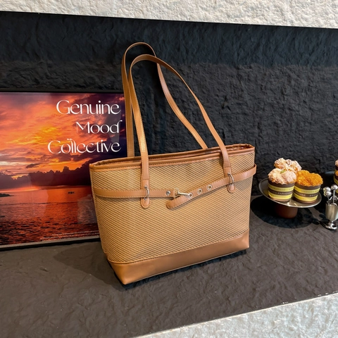Dames Contrast Kleur Splicing Tote Tas Grote Capaciteit PU Leer Geweven Schoudertas Woon-Werkverkeer Onderarm Handtas Dagelijks