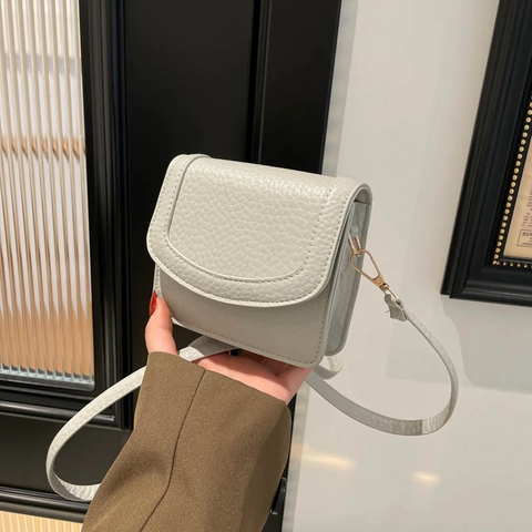 Women Minimalist PU Leather Small Square Shoulder Bag Solid Color Crossbody Bag With Adjustable Strap Fashion Handbag