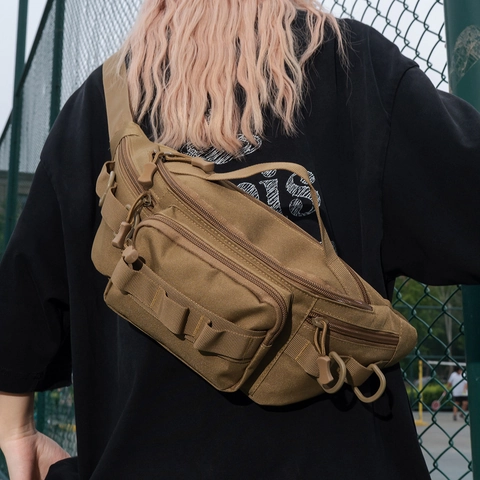 Tactical Waist Bag For Men Women Waterproof Nylon Outdoor Chest Bag Multipurpose Large Capacity Camouflage Travel Sport Hip Bag