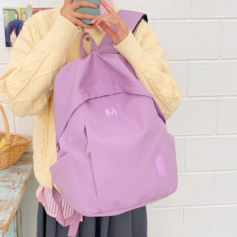 Süßer Japanischer High School Rucksack Große Kapazität Für Mädchen Nylon M Buchstabe Bestickt Reise Mode Umhängetasche