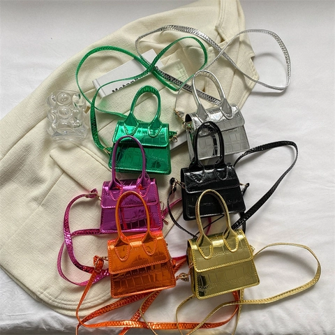 Mini Metallic Krokodilmuster PU Leder Umhängetasche Modische Handtasche Schultertasche Für Damen Täglich Party