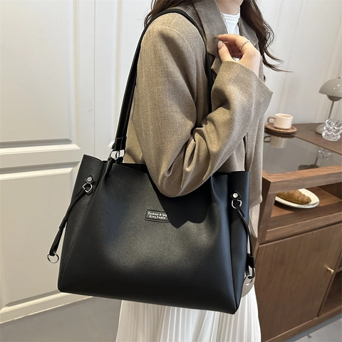 Grote Dames Shopper Van Suède Vintage Minimalistisch Effen Kleur Pendelaar Schoudertas Met Magneetsluiting Mode Handtas