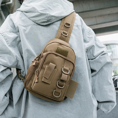 Men Tactical Sling Bag Outdoor Multipurpose Hiking Chest Pack With MOLLE System Oxford Cloth Crossbody Shoulder Bag