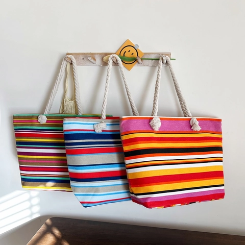 Women Canvas Tote Bag Ethnic Bohemian Style Artistic Portrait Print Large Capacity Rope Handle Shoulder Handbag