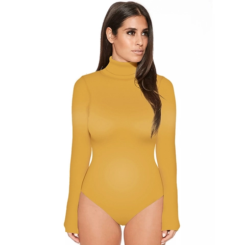 Body Donna Casual a Manica Lunga Dolcevita Vestibilità Aderente Tinta Unita Poliestere Elastan Elastico Top T-shirt