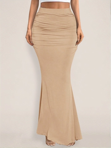 Women Ruched Bodycon Maxi Skirt Sexy Mermaid Fishtail Long Skirt High Waist Slim Fit Polyester Spandex Bottoms Summer Party