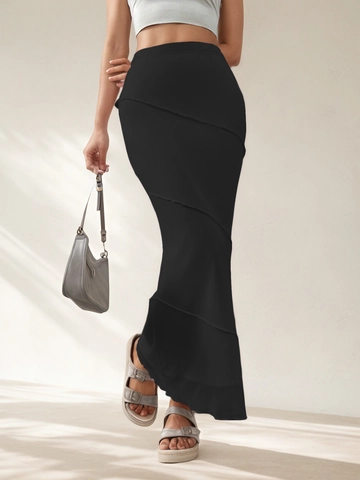 Women Sexy High Waist Hip Wrap Maxi Skirt Solid Color Patchwork Fishtail Skirt Elegant Bodycon Long Skirt For Party Vacation