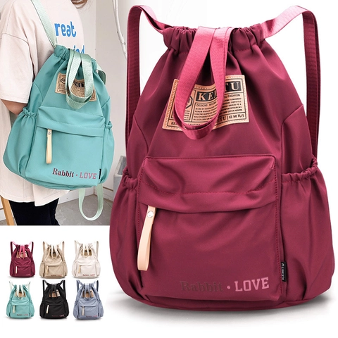 Zaino a Coulisse di Grande Capacità Unisex in Tessuto Oxford di Nylon Borsa Sportiva per Palestra Zaino da Viaggio Casual