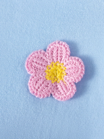 Abito da Bambina in Cotone a Maniche Corte Carino Arcobaleno Fiore Applique a Righe Blu Estate Casual Bambini Abito a Trapezio
