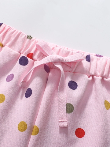 Mädchen Sommer Baumwolle Shorts Bunte Punkte Druck Süße Rosa Shorts Mit Elastischer Taille Schleife Für Kleinkinder
