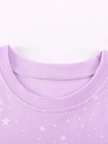 Abito in Cotone a Maniche Corte per Bambine Viola Chiaro con Motivo a Stella Unicorno Manica con Volant Abito Casual da Principessa per Bambini