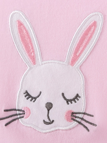 Abito Patchwork in Cotone Rosa per Ragazze Stampa a Coniglio Manica a Volant Gonna in Tulle a Pois Abiti Estivi Casual