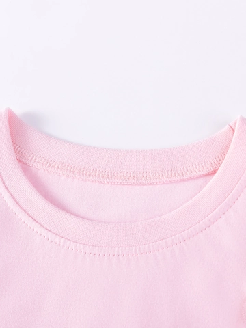 Ensemble de Vêtements d'Été pour Petite Fille T-Shirt Rose Manches Courtes Sirène et Jupe Tutu en Maille Arc-en-Ciel Coton