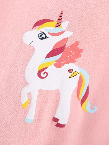 Abito Tutu in Mesh di Cotone Estivo per Bambine Simpatica Stampa Unicorno Maniche a Volant Abito da Principessa