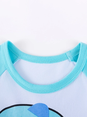 Ensemble T-Shirt et Short en Coton pour Garçons Été Imprimé Crocodile Raglan Décontracté Tenue Deux Pièces Enfant