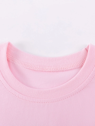 Ensemble en Coton 100% pour Fillettes Little Maven T-Shirt Rose Imprimé Lapin et Short Gris à Volants Tenue d'Été 2 Pièces
