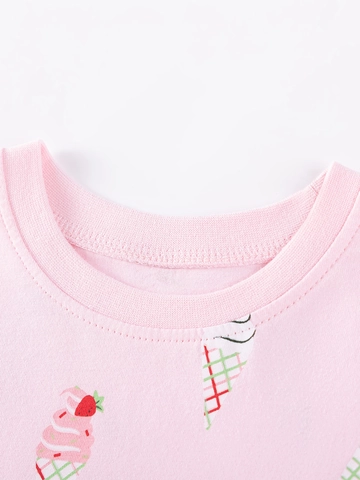 Robe en Coton Rose pour Filles Manches Courtes Imprimé Glace Dessin Animé Décontracté Princesse Tenue d'Été pour Enfants