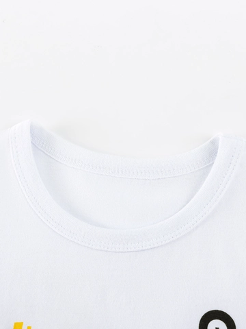 Completo Estivo per Bambino in Cotone Con Stampa Veicoli da Cantiere Top e Pantaloncini Abbigliamento Morbido Traspirante