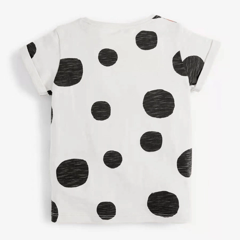 Mädchen Baumwolle Kurzarm T-Shirt Mit 3D Biene Applikation Süßes Punktmuster Sommer Top Für Kleinkinder Kinder Freizeitkleidung