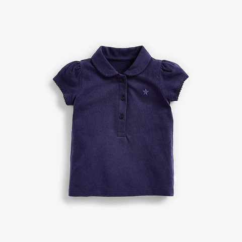 Kinder Baumwolle Polo Shirt Kurzarm Peter-Pan-Kragen Stickerei Stern Gepunktet Kleinkind Mädchen Sommer Tops Kleidung