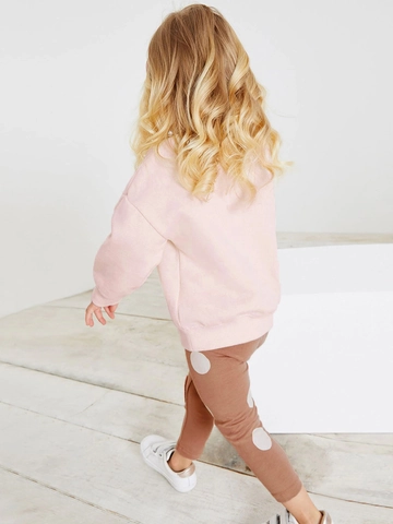 Sweat-Shirt de Broderie d'Animal de Dessin Animé pour Petites Filles et Pantalons à Pois Marron Coton Décontracté Doublé de Polaire