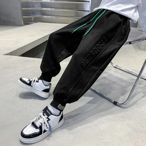Jongens Winter Gevoerde Fleece Joggingbroek Casual Outdoor Sport Broek Met Elastische Tailleband Koord Voor Kinderen Jongens