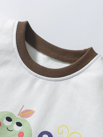 Little Maven Niña Camiseta de Manga Corta Algodón Dibujos Animados Gato Manzana Estampado Bloque de Color Casual Niños Verano Top