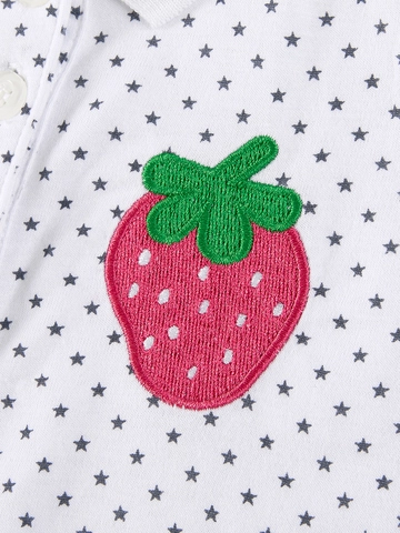 Little Girls Cotton Polo Shirt With Strawberry Embroidery Star Print Short Sleeve Summer Casual Kids Fashion Top