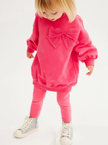 Little Maven Filles Décontracté Rouge Rose Sweat Manche Longue Haut Et Pantalon Avec Grand Nœud Deux Pièces Enfants Vêtements Automne Ensemble