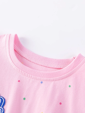 Vestido Rosa de Manga Corta para Niña Top de Algodón Falda de Tutú de Malla Unicornio Lunares Dulce Princesa Ropa de Verano