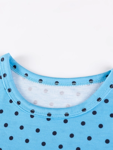 Abito Estivo per Bambine con Stampa a Pois e Gatto Manica Corta Dolce Principessa Linea A Morbido Traspirante Casual Abbigliamento per Bambini