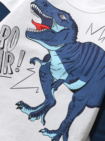 Little Maven Jongens Katoen Dinosaurus Print Lange Mouw T-Shirt Zwarte Cargobroek Herfst Casual Kinderen Mode Kledingset Component