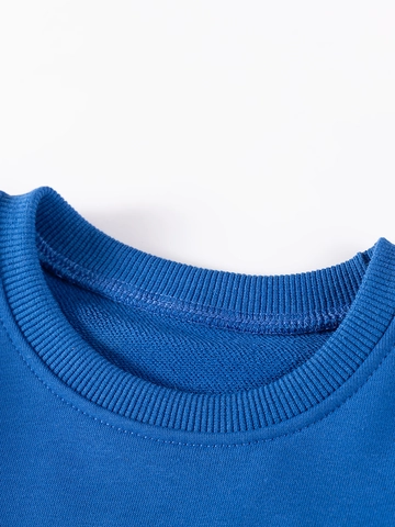 Set Felpa e Pantaloni in Cotone per Bambini Applicazione Coccodrillo Cartone Animato Manica Lunga Blu Reale Completo Autunnale Due Pezzi