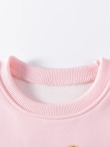 Girls Autumn Winter Fleece Sweatshirt Pants Cartoon Pink 3D Tulle Casual Outfits Two Part Suit For Kids Apparel