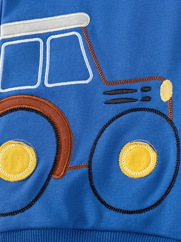 Ensemble Sweat-Shirt à Manches Longues Et Pantalon Cargo en Mélange de Coton pour Garçons Bleu Royal Tracteur Brodé