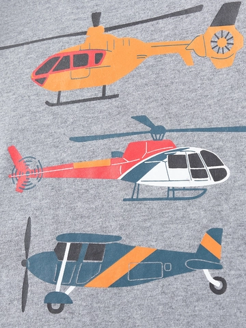 Ensemble de Vêtements Décontractés en Coton pour Garçons T-Shirt à Manches Longues Avec Imprimé Hélicoptère et Pantalon Cargo