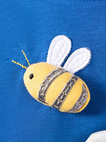 Mädchen Casual Baumwolle Bekleidungsset Cartoon Biene Blume Applikation Blau Sweatshirt Und Rosa Rippenstrickhose Outfits