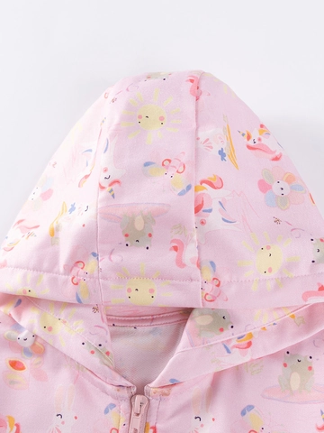 Ragazze Felpa Con Cappuccio Rosa Stampa Unicorno E Pantaloni Cargo Neri Autunno Manica Lunga Cartone Animato Abbigliamento