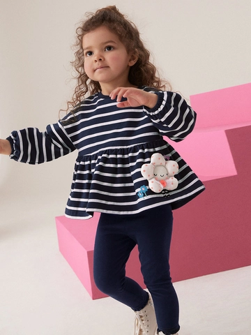 Meisjes Herfst Gestreepte Lange Mouw Top en Broek Set Katoen Cute Ster Bloem Patchwork Westerse Stijl Casual Kleding Set
