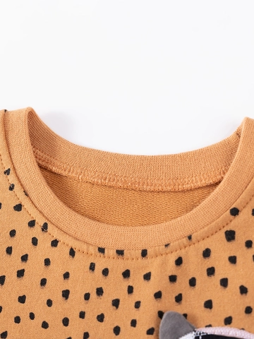 Little Maven Completo Maglietta e Pantaloni in Cotone per Bambina con Stampa a Pois Gatto Cartone Animato Vestiti Autunno Casual