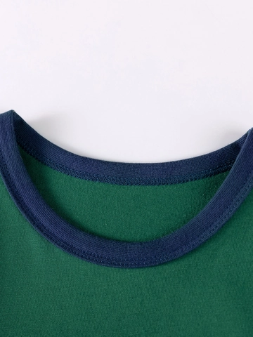 Ragazzi Maglietta a Maniche Lunghe in Cotone e Pantaloni Cargo Set Cartone Animato Orso Applique Autunno Casuale Bambini Completo Festivo