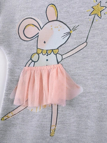 Mädchen Herbst Cartoon Kaninchen Top Und Netz Tutu Hose Set Kleinkinder Baumwolle Kleidung Outfit Für Den Alltag