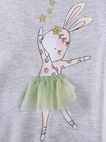 Mädchen Herbst Cartoon Kaninchen Top Und Netz Tutu Hose Set Kleinkinder Baumwolle Kleidung Outfit Für Den Alltag