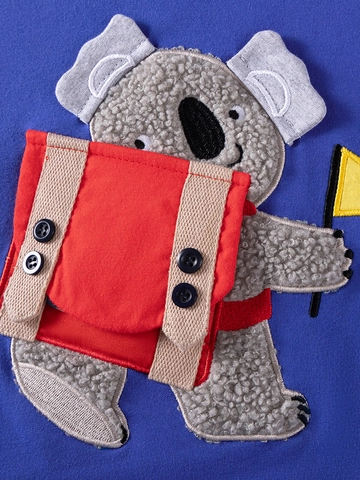 Completo Felpa E Pantaloni Casual In Cotone Da Ragazzo Blu Reale Koala Ricamo Applicato Top A Maniche Lunghe Pantaloni Cargo Neri