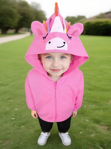 Completo Abbigliamento Bambina in Cotone Felpa con Cappuccio e Pantaloni Cargo Ricamo Unicorno Zip Autunno Casual Top Pantaloni