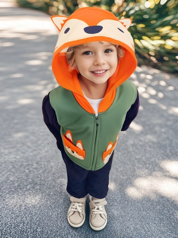 Little Maven Kinderen Jongens Vos Jas Met Capuchon En Broek Set 100% Katoen Herfst Casual Lange Mouw Rits Hoodie