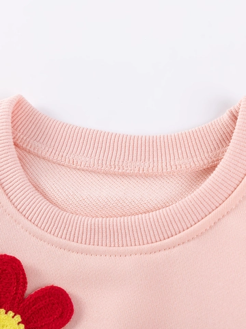 Ensemble de Vêtements d'Automne pour Petites Filles Sweatshirt Rose à Manches Longues Avec Appliques de Fleurs 3D Et Leggings Floraux